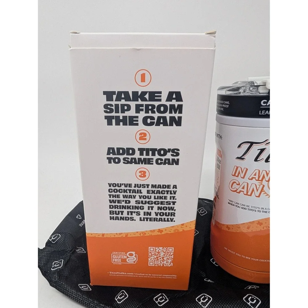 BruMate Titos In Any Can Cooler White Insulated Leak Proof Tumbler Limited Edtn
